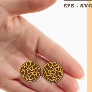 Intra απο ξύλο plywood 3mm-4mm πάχος - Giraffe Texture σκουλαρίκια κομμένα με λέιζερ Δίασταση 3x3 cm INTRAFABR-102680531 - Image 1