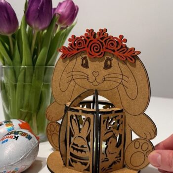 Intra απο ξύλο plywood 3mm-4mm πάχος - Κηροπήγιο πασχαλινό λαγουδάκι κορίτσι Δίασταση 6x6 cm INTRAFABR-119034973 - Image 9