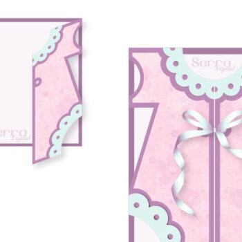 Intra απο ξύλο plywood 3mm-4mm πάχος - Πρότυπο πρόσκλησης κάρτας Onesie για κορίτσι Δίασταση 20x20 cm INTRAFABR-4678254 - Image 1