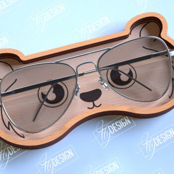 Intra απο ξύλο plywood 3mm-4mm πάχος - Θήκη γυαλιών Laser Cut |Bear Face |CNC Δίασταση 20x20 cm INTRAFABR-98990537 - Image 1