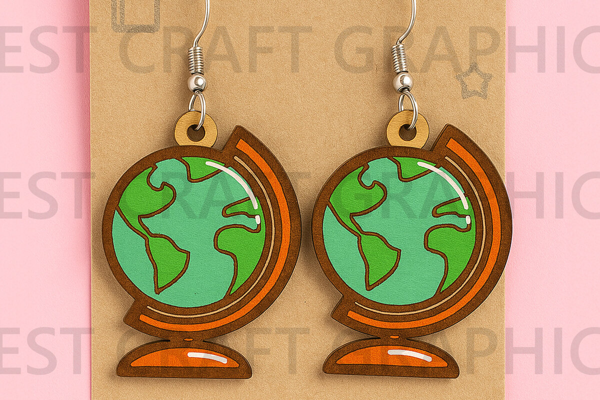 Intra απο ξύλο plywood 3mm-4mm πάχος - Globe Earrings – Γεωγραφία Class  Δίασταση 3x3 cm INTRAFABR-124956686