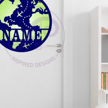 Intra απο ξύλο plywood 3mm-4mm πάχος - Globe, World Map Name Sign Design Δίασταση 30x20 cm INTRAFABR-97051454 - Image 3