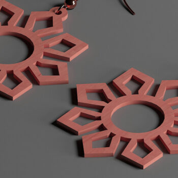 Intra απο ξύλο plywood 3mm-4mm πάχος - Σετ κοσμημάτων με ξύλινα σκουλαρίκια Glowforge 286 Δίασταση 3x3 cm INTRAFABR-50098913 - Image 2