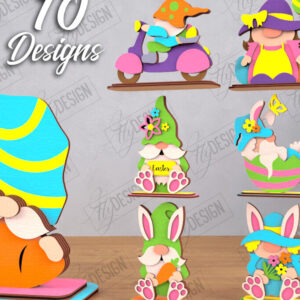 Intra απο ξύλο plywood 3mm-4mm πάχος - Πασχαλινό πακέτο Gnome Bunny | Λαγουδάκι του Πάσχα Δίασταση 15x15 cm INTRAFABR-118347024