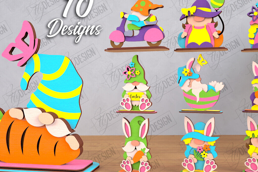 Intra απο ξύλο plywood 3mm-4mm πάχος - Πασχαλινό πακέτο Gnome Bunny | Λαγουδάκι του Πάσχα Δίασταση 15x15 cm INTRAFABR-118347024