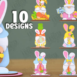 Intra απο ξύλο plywood 3mm-4mm πάχος - Πασχαλινό πακέτο Gnome Bunny | Λαγουδάκι του Πάσχα Δίασταση 15x15 cm INTRAFABR-118346334