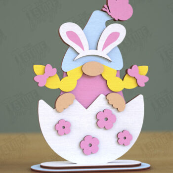 Intra απο ξύλο plywood 3mm-4mm πάχος - Πασχαλινό πακέτο Gnome Bunny | Λαγουδάκι του Πάσχα Δίασταση 15x15 cm INTRAFABR-118346334 - Image 4