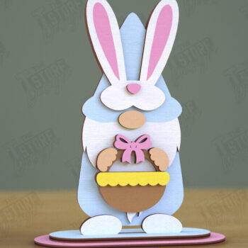 Intra απο ξύλο plywood 3mm-4mm πάχος - Gnome Bunny Πάσχα | Πασχαλινό λαγουδάκι | CNC Δίασταση 15x15 cm INTRAFABR-118346257 - Image 1