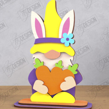 Intra απο ξύλο plywood 3mm-4mm πάχος - Gnome Bunny Πάσχα | Πασχαλινό λαγουδάκι | CNC Δίασταση 15x15 cm INTRAFABR-118346852 - Image 1