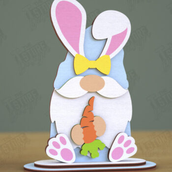 Intra απο ξύλο plywood 3mm-4mm πάχος - Gnome Bunny Πάσχα | Πασχαλινό λαγουδάκι | CNC Δίασταση 15x15 cm INTRAFABR-117956061 - Image 1