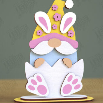 Intra απο ξύλο plywood 3mm-4mm πάχος - Gnome Bunny Πάσχα | Πασχαλινό λαγουδάκι | CNC Δίασταση 15x15 cm INTRAFABR-117956064 - Image 1