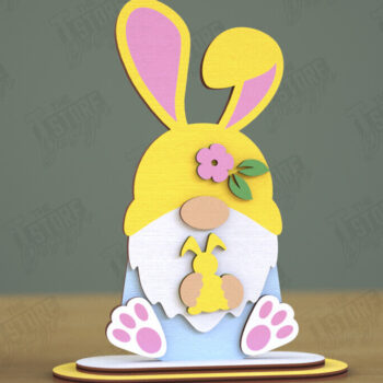 Intra απο ξύλο plywood 3mm-4mm πάχος - Gnome Bunny Πάσχα | Πασχαλινό λαγουδάκι | CNC Δίασταση 15x15 cm INTRAFABR-117956079 - Image 1