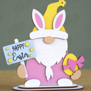 Intra απο ξύλο plywood 3mm-4mm πάχος - Gnome Bunny Πάσχα | Πασχαλινό λαγουδάκι | CNC Δίασταση 15x15 cm INTRAFABR-118346247 - Image 1