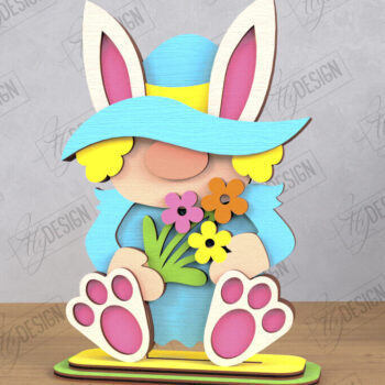 Intra απο ξύλο plywood 3mm-4mm πάχος - Gnome Bunny Πάσχα | Διακόσμηση σπιτιού | CNC Δίασταση 15x15 cm INTRAFABR-117953049 - Image 1