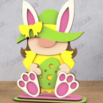 Intra απο ξύλο plywood 3mm-4mm πάχος - Gnome Bunny Πάσχα | Διακόσμηση σπιτιού | CNC Δίασταση 15x15 cm INTRAFABR-117953054 - Image 1