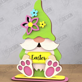 Intra απο ξύλο plywood 3mm-4mm πάχος - Gnome Bunny Πάσχα | Διακόσμηση σπιτιού | CNC Δίασταση 15x15 cm INTRAFABR-117953058 - Image 1