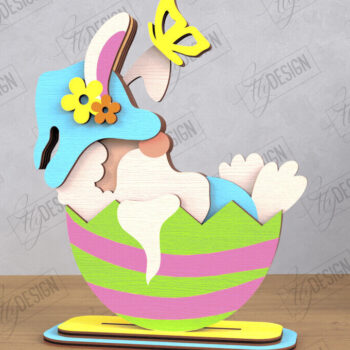 Intra απο ξύλο plywood 3mm-4mm πάχος - Gnome Bunny Πάσχα | Διακόσμηση σπιτιού | CNC Δίασταση 15x15 cm INTRAFABR-117953064 - Image 1