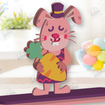 Intra απο ξύλο plywood 3mm-4mm πάχος - Gnome Bunny Πασχαλινό Laser Cut Δίασταση 15x15 cm INTRAFABR-118692299 - Image 2