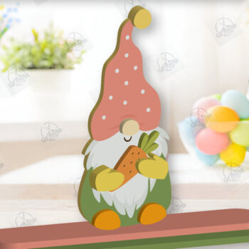 Intra απο ξύλο plywood 3mm-4mm πάχος - Gnome Bunny Πασχαλινό Laser Cut Δίασταση 15x15 cm INTRAFABR-118692314 - Image 1