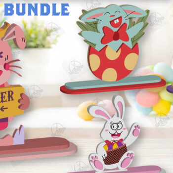 Intra απο ξύλο plywood 3mm-4mm πάχος - Πακέτο  με κομμένο λέιζερ Gnome Bunny Πασχαλινό Δίασταση 15x15 cm INTRAFABR-118692537 - Image 1