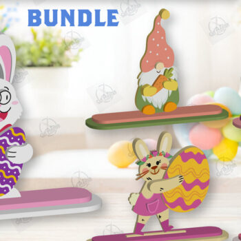 Intra απο ξύλο plywood 3mm-4mm πάχος - Πακέτο  με κομμένο λέιζερ Gnome Bunny Πασχαλινό Δίασταση 15x15 cm INTRAFABR-118692499 - Image 1