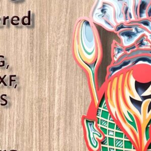 Intra απο ξύλο plywood 3mm-4mm πάχος - Αρχεία λέιζερ πολλαπλών επιπέδων Gnome Chef 3D  Δίασταση 4x7 cm INTRAFABR-109489515