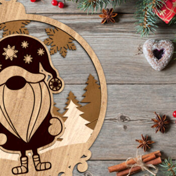 Intra απο ξύλο plywood 3mm-4mm πάχος - Χριστουγεννιάτικο στολίδι Gnome, πολυστρωματική τέχνη Δίασταση 3x4 cm INTRAFABR-83470352 - Image 4