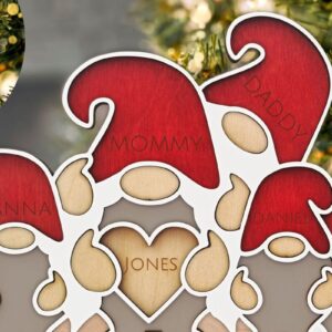 Intra απο ξύλο plywood 3mm-4mm πάχος - Οικογενειακό Χριστουγεννιάτικο Στολίδι Gnome  Δίασταση 6x6 cm INTRAFABR-82896001