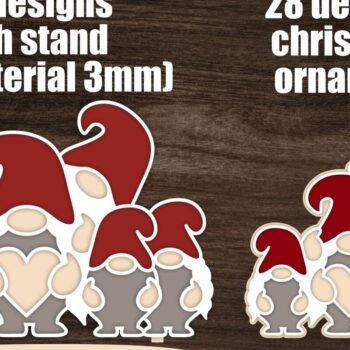 Intra απο ξύλο plywood 3mm-4mm πάχος - Οικογενειακό Χριστουγεννιάτικο Στολίδι Gnome  Δίασταση 6x6 cm INTRAFABR-82896001 - Image 2