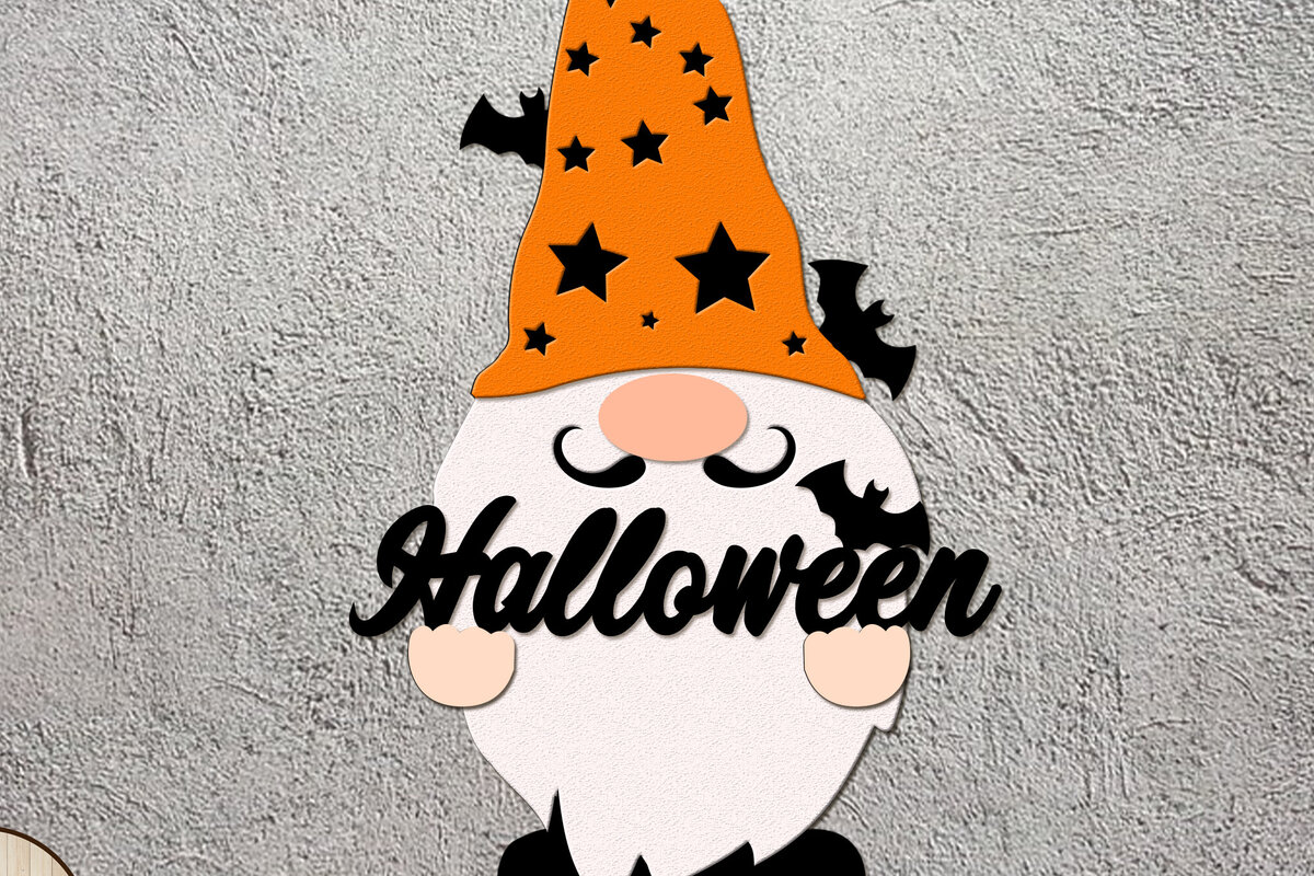 Intra απο ξύλο plywood 3mm-4mm πάχος - Πρότυπο αποκοπής Gnome Halloween Δίασταση 4x11 cm INTRAFABR-105073617