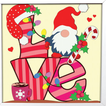 Intra απο ξύλο plywood 3mm-4mm πάχος - Gnome Happy Valentine Shadow Box Δίασταση 20x20 cm INTRAFABR-85470489 - Image 1