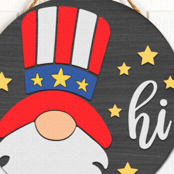 Intra απο ξύλο plywood 3mm-4mm πάχος - Gnome Hi , Πινακίδα πόρτας για την Ημέρα της Ανεξαρτησίας Δίασταση 30x20 cm INTRAFABR-117892159 - Image 2