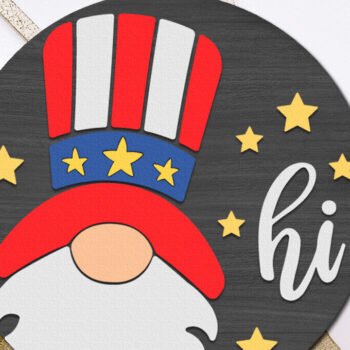 Intra απο ξύλο plywood 3mm-4mm πάχος - Gnome Hi , Πινακίδα πόρτας για την Ημέρα της Ανεξαρτησίας Δίασταση 30x20 cm INTRAFABR-117892159 - Image 3