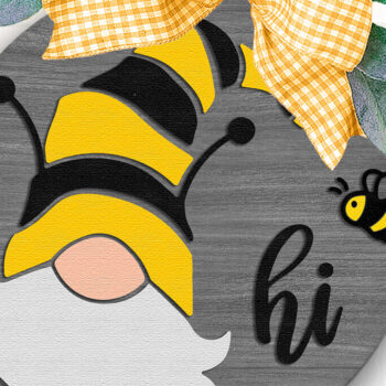 Intra απο ξύλο plywood 3mm-4mm πάχος - Gnome Hi , Summer Door Sign Cut File Δίασταση 4x4 cm INTRAFABR-118767340 - Image 2