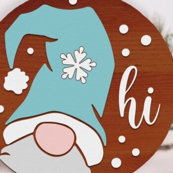 Intra απο ξύλο plywood 3mm-4mm πάχος - Gnome Hi , Xmas Door Sign Cut File Δίασταση 15x15 cm INTRAFABR-112037279 - Image 1