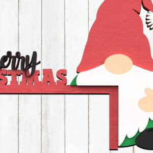 Intra απο ξύλο plywood 3mm-4mm πάχος - Γωνιακό ντεκόρ ράφι Gnome Merry Christmas Δίασταση 15x15 cm INTRAFABR-110667672