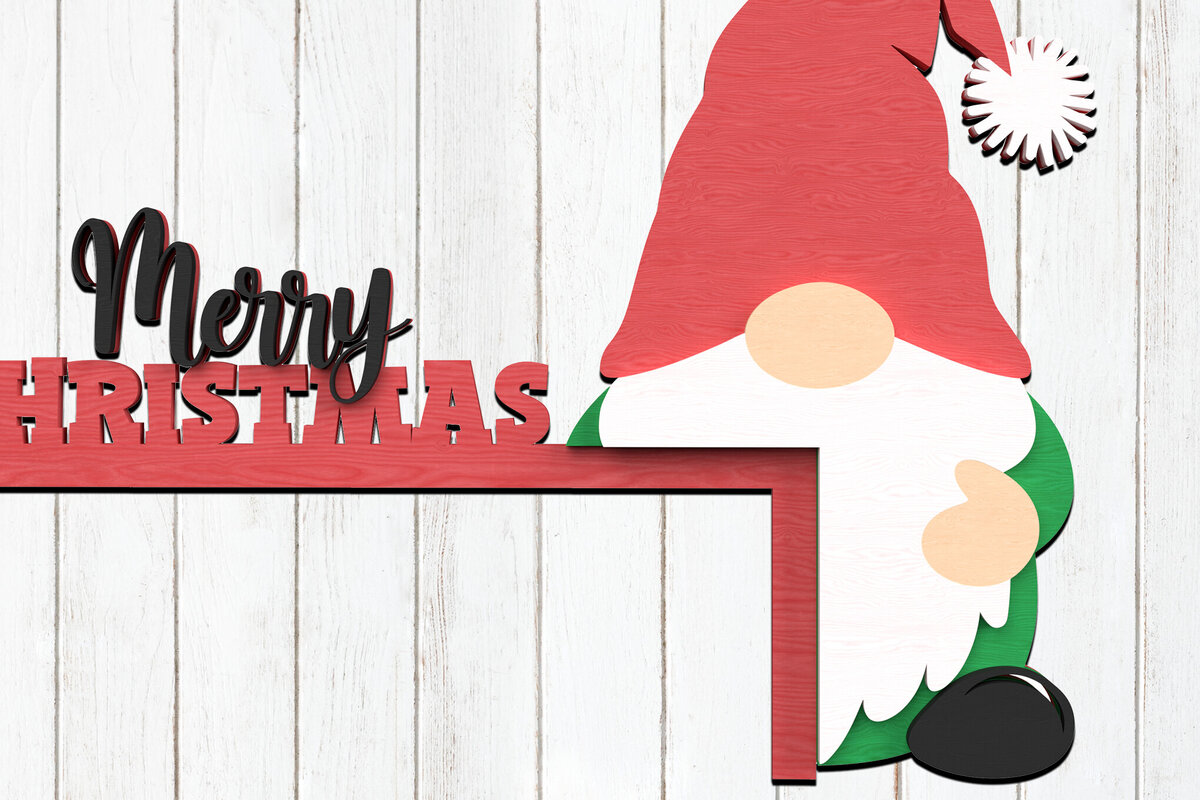 Intra απο ξύλο plywood 3mm-4mm πάχος - Γωνιακό ντεκόρ ράφι Gnome Merry Christmas Δίασταση 15x15 cm INTRAFABR-110667672