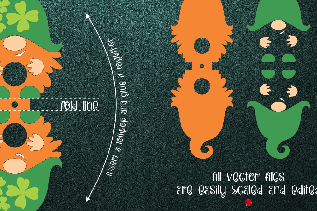 Intra απο ξύλο plywood 3mm-4mm πάχος - Gnome-Patrick’s Day Lollipop Holder  Δίασταση 30x20 cm INTRAFABR-24061179