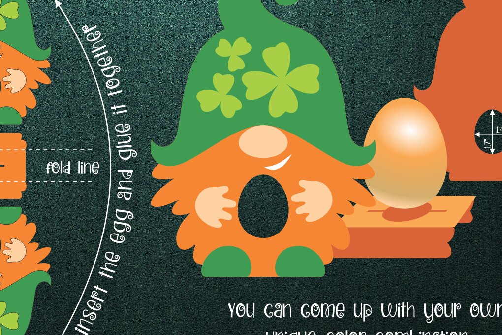 Intra απο ξύλο plywood 3mm-4mm πάχος - Gnome-St. Πρότυπο Patrick's Egg Holder Δίασταση 15x15 cm INTRAFABR-24431789