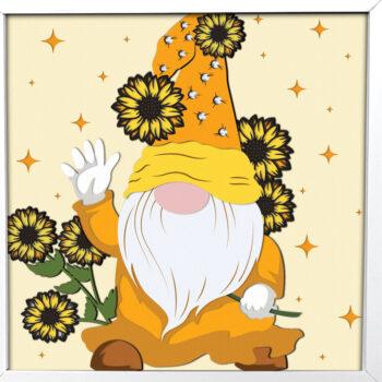 Intra απο ξύλο plywood 3mm-4mm πάχος - Gnome Sunflower Shadow Box  Δίασταση 20x20 cm INTRAFABR-85061455 - Image 1