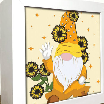 Intra απο ξύλο plywood 3mm-4mm πάχος - Gnome Sunflower Shadow Box  Δίασταση 20x20 cm INTRAFABR-85061455 - Image 2