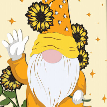 Intra απο ξύλο plywood 3mm-4mm πάχος - Gnome Sunflower Shadow Box  Δίασταση 20x20 cm INTRAFABR-85061455 - Image 3