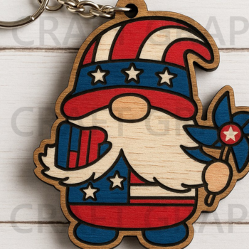 Intra απο ξύλο plywood 3mm-4mm πάχος - Gnome με Pinwheel 4η Ιουλίου Δίασταση 4x4 cm INTRAFABR-122937717 - Image 1