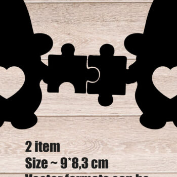 Intra απο ξύλο plywood 3mm-4mm πάχος -  με λέιζερ μπρελόκ Gnomes, παζλ Δίασταση 4x4 cm INTRAFABR-114671591 - Image 2