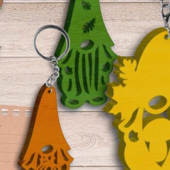 Intra απο ξύλο plywood 3mm-4mm πάχος - Μπρελόκ Gnomes με λέιζερ, Φθινόπωρο Δίασταση 4x4 cm INTRAFABR-82039541 - Image 2