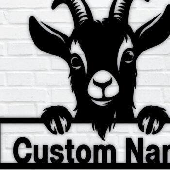 Intra απο ξύλο plywood 3mm-4mm πάχος - Κατσίκα που κρυφοκοιτάζει προσαρμοσμένη μεταλλική πινακίδα, Teelaunch Δίασταση 40x50 cm INTRAFABR-96481608 - Image 1