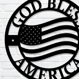Intra απο ξύλο plywood 3mm-4mm πάχος - Ο Θεός να ευλογεί την Αμερική, πινακίδα αμερικανικής σημαίας Δίασταση 3600x3600 cm INTRAFABR-99390712