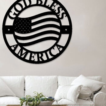 Intra απο ξύλο plywood 3mm-4mm πάχος - Ο Θεός να ευλογεί την Αμερική, πινακίδα αμερικανικής σημαίας Δίασταση 3600x3600 cm INTRAFABR-99390712 - Image 3