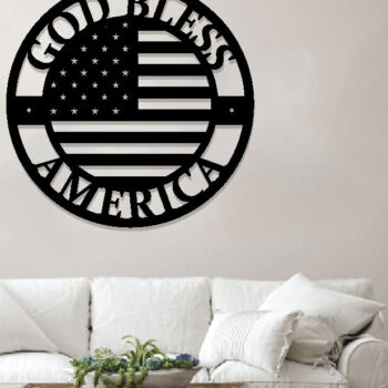 Intra απο ξύλο plywood 3mm-4mm πάχος - Ο Θεός να ευλογεί την Αμερική, πινακίδα αμερικανικής σημαίας Δίασταση 3600x3600 cm INTRAFABR-99390348 - Image 3