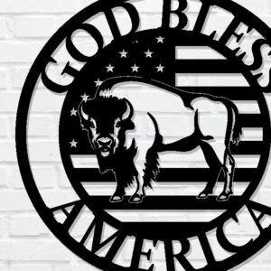 Intra απο ξύλο plywood 3mm-4mm πάχος - God Bless America, Bison Metal Sign Δίασταση 3600x3600 cm INTRAFABR-99390982
